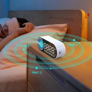 SPEAKER WIRELESS BLUETOOTH CON SVEGLIA PORTATILE AUDIO CASSA SUBWOOFER RADIO FM