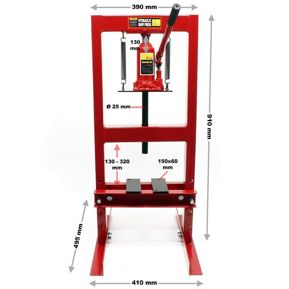 Pressa idraulica pressa da officina pressa a telaio 6 ton pressa a cremagliera rossa 16_0000573