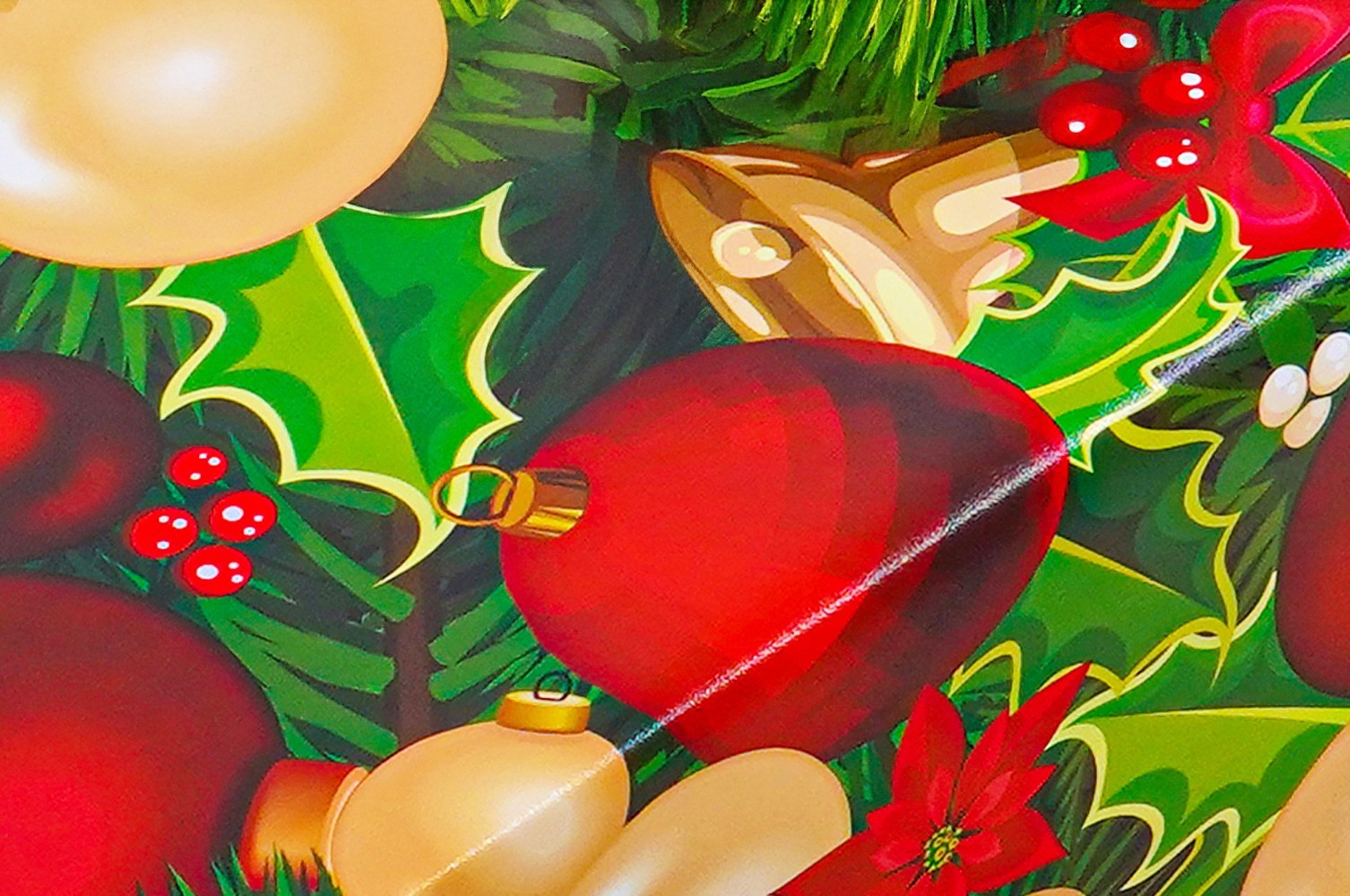 Tovaglia Cucina Natalizia Campanelle Palline Natale Plastificata Antimacchia Moderna - 140x600 Cm