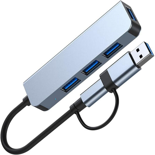 HUB MULTIPORTA ADATTATORE PC TABLET 4 PORTE USB C 3.0 2.0 SDOPPIATORE AS-05676