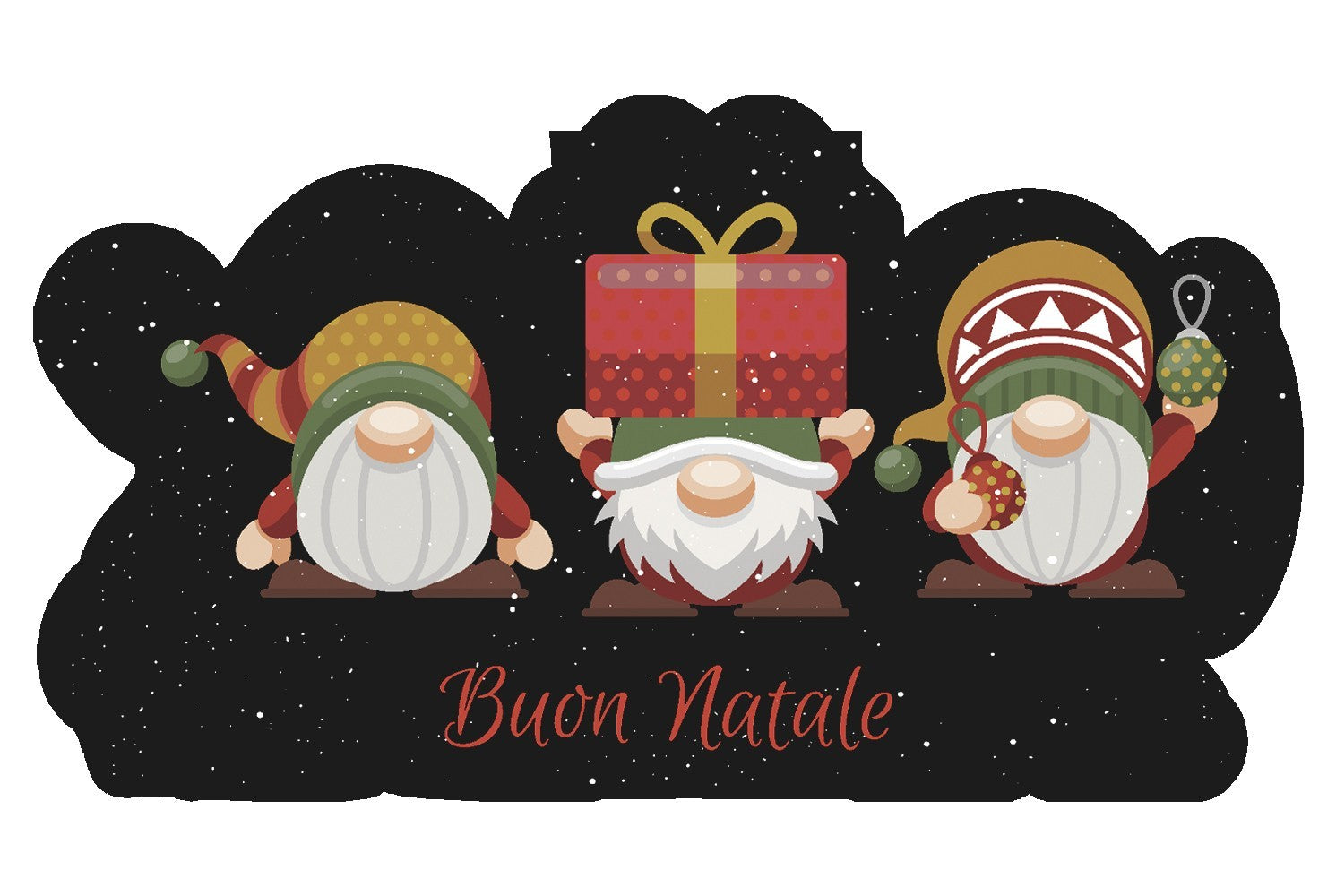 Zerbino Natalizio Moderno Sagomato Gomma Sostenibile 40x70 Cm Natale Ingresso Antiscivolo Dis.A