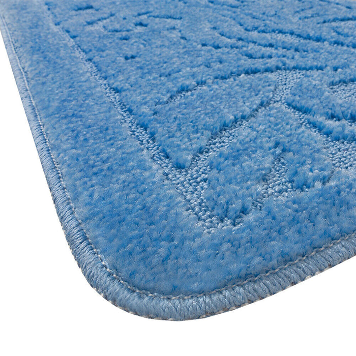 Tappeto Bagno Damascato Scendiletto Camera 50x80 Cm Morbido Assorbente Antiscivolo Azzurro