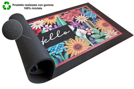 Zerbino Gomma Sostenibile 40X70 Antiscivolo Ingresso Interno Esterno Moderno Dis.S