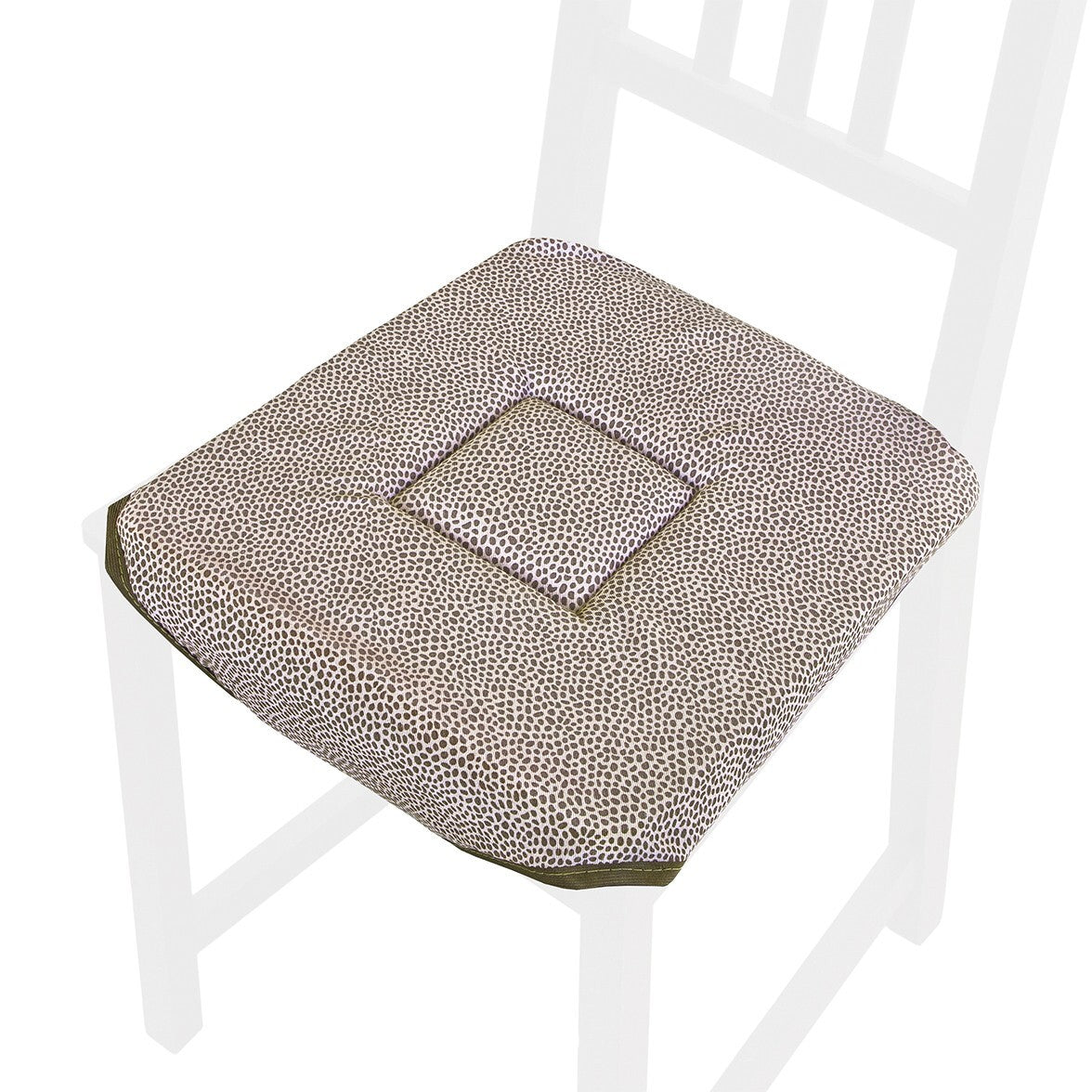 Set 6 Cuscini Sedia Cotone Con Alette Lavabili Morbidi Universali Moderni Coprisedia Maculati Marrone