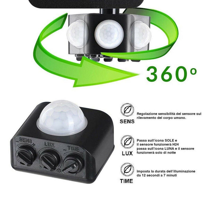 FARO LED FARETTO GIARDINO 50W LUCE FREDDA SENSORE MOVIMENTO CREPUSCOLARE