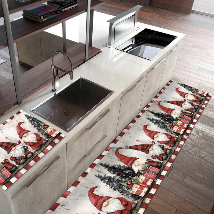 Tappeto Cucina Natale Antimacchia 51x80 cm Gnomi Passatoia Natalizia Antiscivolo Lavabile