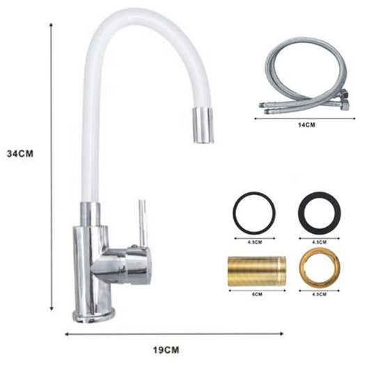 MISCELATORE CANNA ALTA FLESSIBILE RUBINETTO MONOCOMANDO CUCINA BIANCO 1987-2