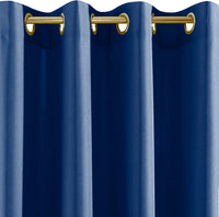 Tenda Porta Finestra 140x280 Cm Raso Sintetico 1 Pannello Coprente Occhielli Acciaio Blu