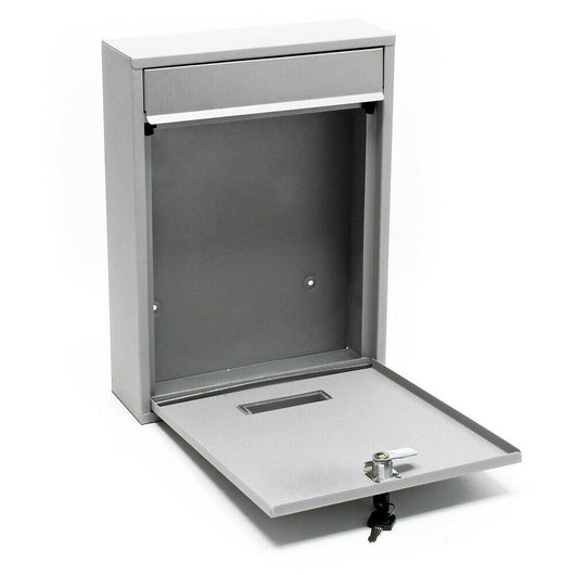 Cassetta postale di design da parete in acciaio zincato 21,5 x 9 x 32 cm argento 16_0000072