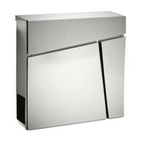 Cassetta postale di design con scomparto per giornali, palo in acciaio inox argento 16_0000095