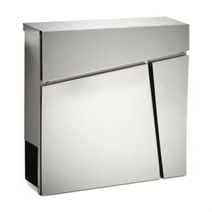Cassetta postale di design con scomparto per giornali, palo in acciaio inox argento 16_0000095