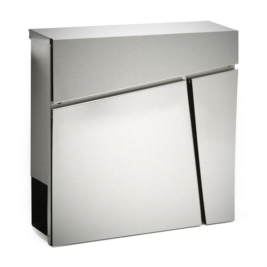 Cassetta postale di design con scomparto per giornali, palo in acciaio inox argento 16_0000095