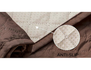 Copridivano Impermeabile Tasche Laterali Proteggi Divano Antimacchia Antiscivolo 4 Posti Marrone