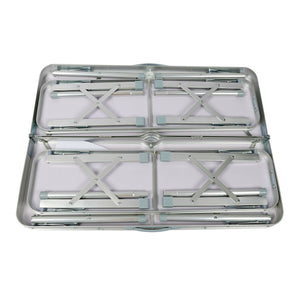 Tavolo valigia pieghevole in alluminio 2 panche tavolo da campeggio finitura 90 cm in legno barbecue party 16_0002497