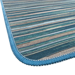 Tappeto Cucina Bordato Tessitura Piatta Bagno Camera Corridoio Stile Bamboo Blu 52x110 cm