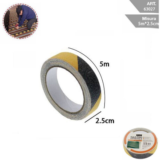 NASTRO ANTISCIVOLO ADESIVO 5MT 2.5MMM BICOLORE SCALE PAVIMENTI SUPERFICI