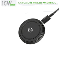 CARICATORE WIRELESS MAGNETICO 15W RICARICA RAPIDA PER SMARTPHONE UNIVERSALE