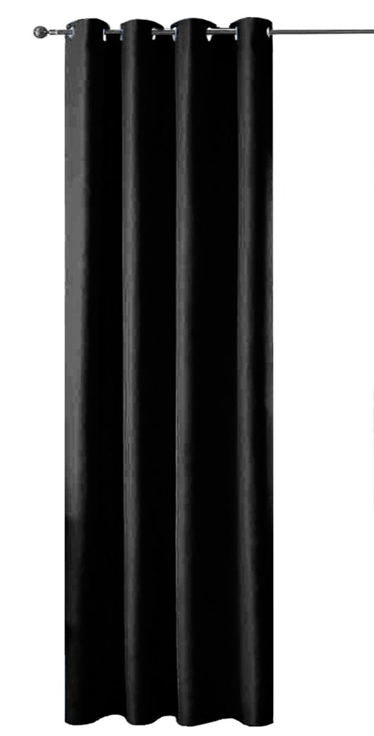 Tenda Porta Finestra 140x280 Cm Raso Sintetico 1 Pannello Coprente Occhielli Acciaio Nero