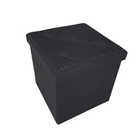 Cassapanca Contenitore Pouf Panca Poggiapiedi Similpelle Pelle Finta Coccodrillo 38x38x38 cm Nera