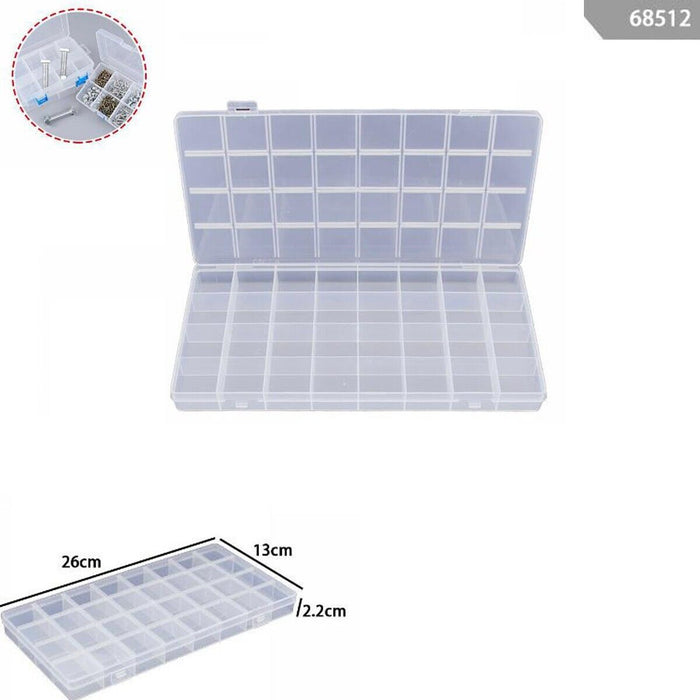 SCATOLA PLASTICA CONTENITORE GIOIELLI PERLINE UTENSILI VITI VARI SCOMPARTI 68512