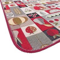 Tappeto Cucina Assorbente Bordato Antiscivolo Frutta e Verdura Passatoia Lavabile 52x280 Cm Bordeaux