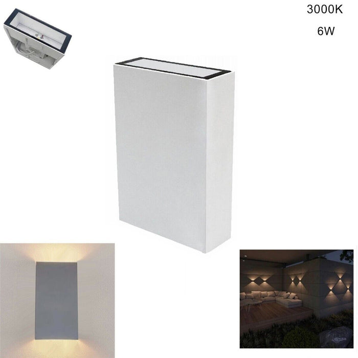 APPLIQUE PARETE LED 6W LAMPADA MURO IP65 MODERNO DOPPIA LUCE CALDA 3000K 21343