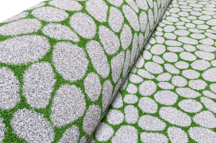 Erba Sintetica Effetto Pietre Sassi Tappeto Pavimento Prato Sintetico Ciottoli Drenante 2x2 Mt