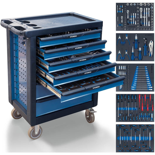 CARRELLO ATTREZZI PORTA UTENSILI OFFICINA PORTAUTENSILI 175pz 7 CASSETTI HYUNDAI 59006