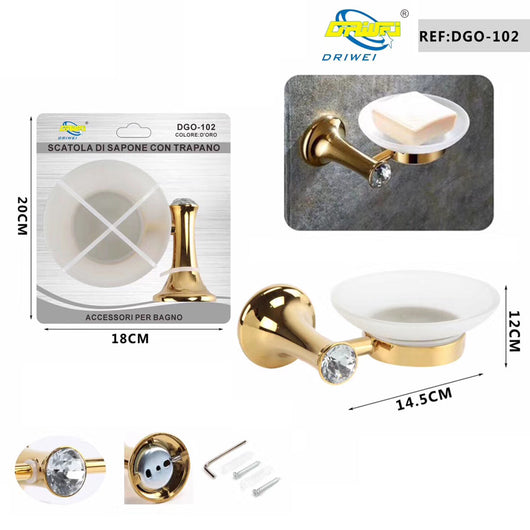 PORTA SAPONETTA SAPONE SUPPORTO ARREDO BAGNO CASA DORATO ORO PORTASAPONE DGO-102
