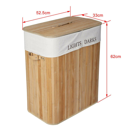Portabiancheria in bambù 105 litri con sacco pieghevole in lino naturale 16_0002445