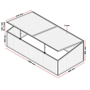 Mini serra da giardino in alluminio e policarbonato 100 x 60 x 40 cm apertura con cilindro vegetale 16_0002679