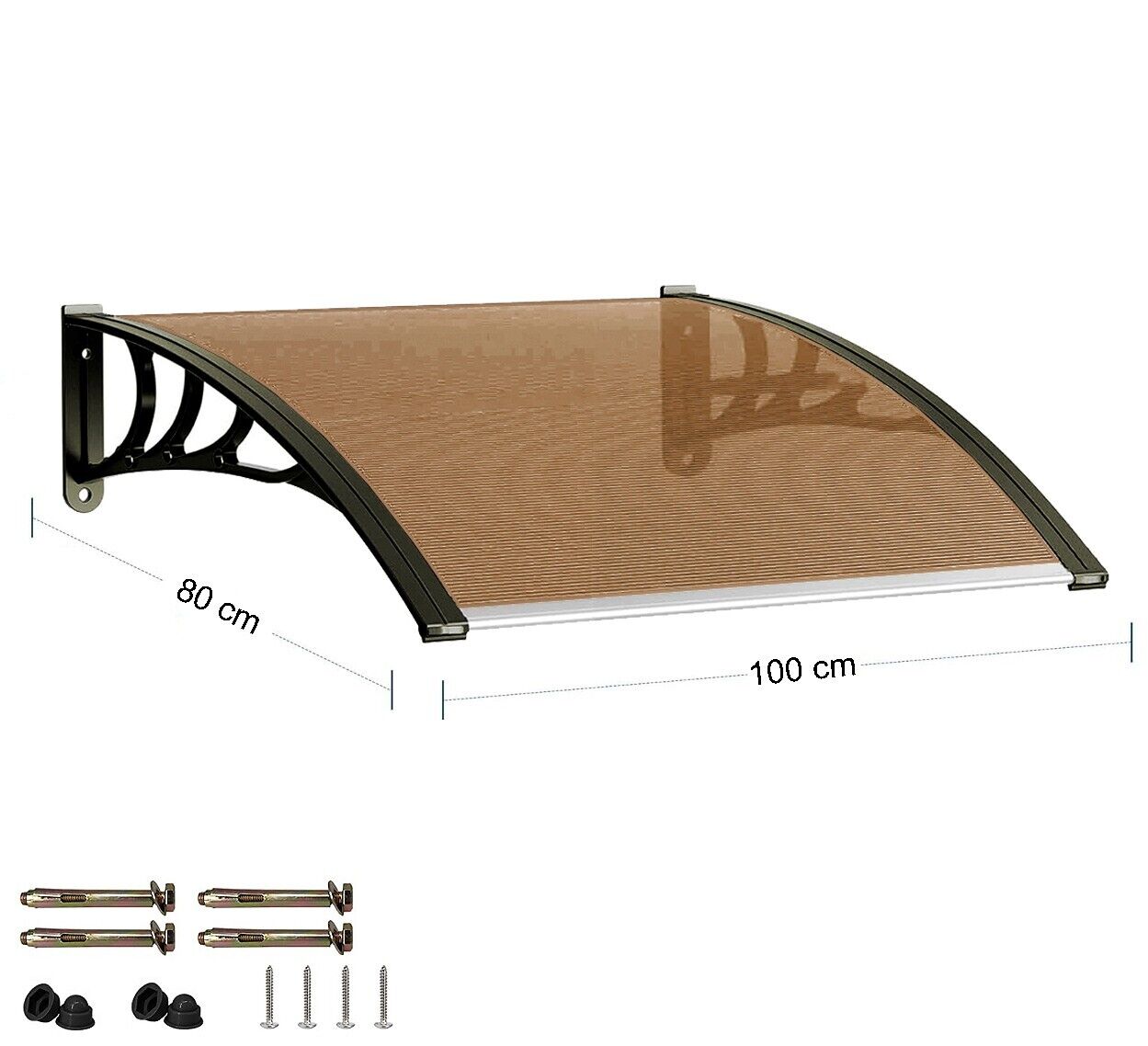 Pensilina Tettoia Modulare 100x80 Cm Tetto Alveolare Trasparente Policarbonato Resistente Fumé