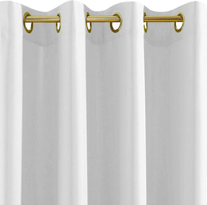 Tenda Porta Finestra 140x280 Cm Raso Sintetico 1 Pannello Coprente Occhielli Acciaio Bianco