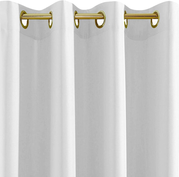 Tenda Porta Finestra 140x280 Cm Raso Sintetico 1 Pannello Coprente Occhielli Acciaio Bianco