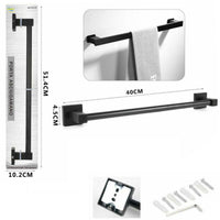 PORTA ASCIUGAMANI ASTA SUPPORTO 40CM BAGNO DA MURO ASCIUGA MANO CASA NERO 02107