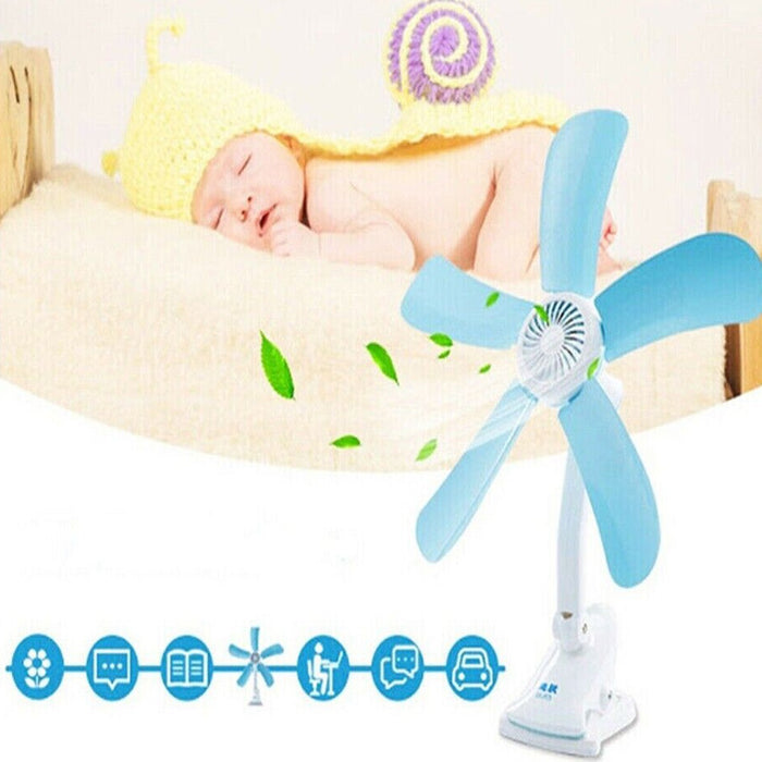 VENTILATORE A PINZA CON DOPPIO SNODO 5 PALE SCRIVANIA TAVOLO CASA UFFICIO HQ-599