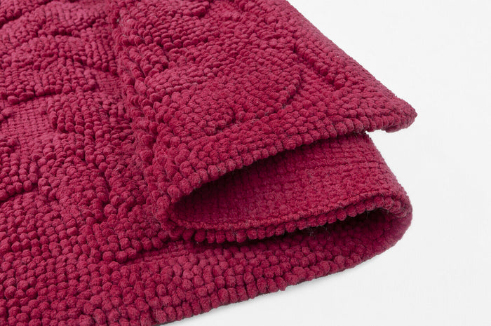 Tappeto Morbido Cotone 53x110 cm Scendiletto Bagno Camera Assorbente Antiscivolo Bordeaux