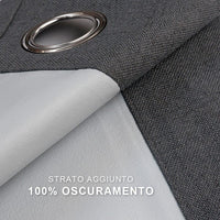 Tenda 100% Oscurante Porta Finestra 1 Pannello 140x280 Cm Isolante Termica Coprente Grigio Chiaro