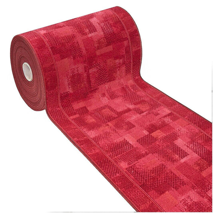 Passatoia Scala Scalinata Ingresso 67x750 Cm Bordata Tappeto Corridoio Gradini Antiscivolo Bordeaux