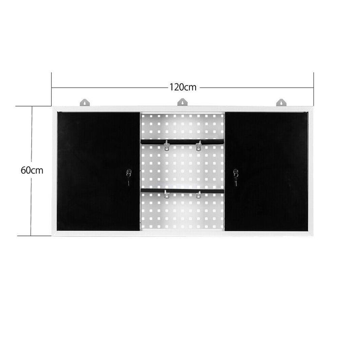 Armadio portautensili da parete grigio ripiano portautensili da officina 120 cm bianco nero 16_0002549