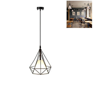 LAMPADARIO GABBIA METALLO INDUSTRIALE RETRO E27 PENDENTE VINTAGE NERO SJ-099