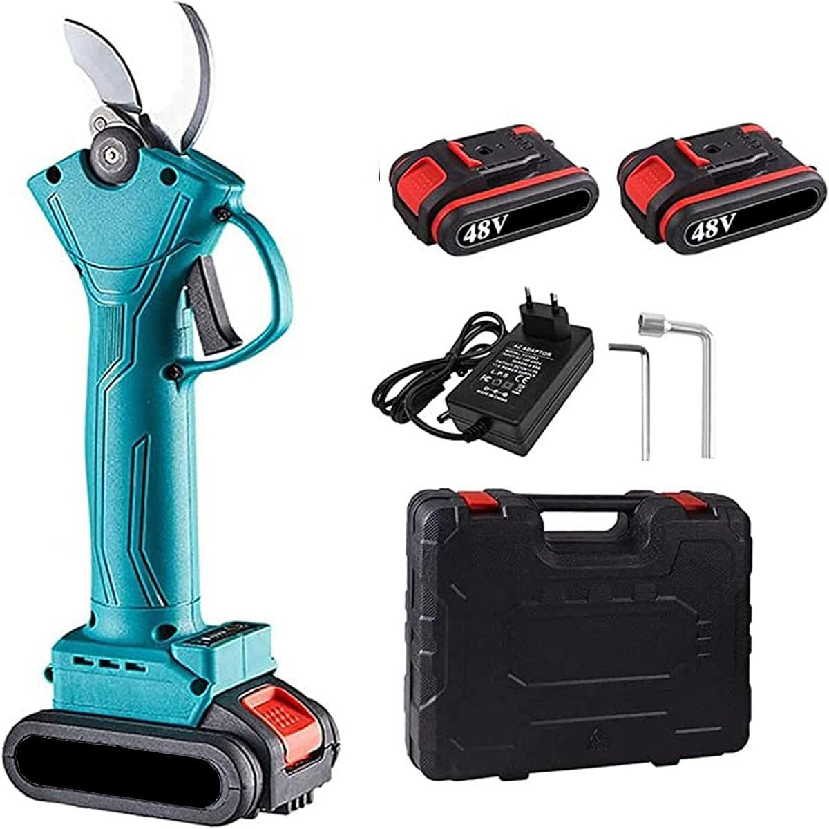 CESOIA FORBICE ELETTRICA POTATURA 2 BATTERIE RICARICABILE PORTATILE 48V 28MM