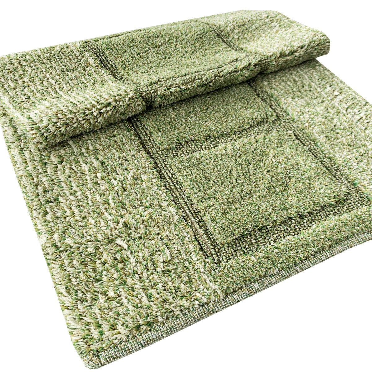 Tappeto Bagno Cotone Shaggy 55x90 Cm Verde Scendiletto Camera Morbido Assorbente Antiscivolo