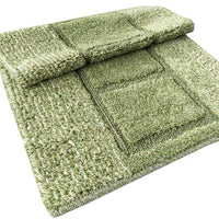 Tappeto Bagno Cotone Shaggy 55x90 Cm Verde Scendiletto Camera Morbido Assorbente Antiscivolo