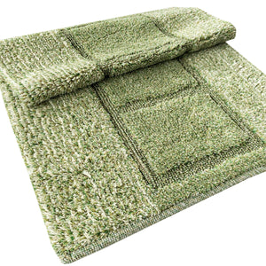 Tappeto Bagno Cotone Shaggy 55x90 Cm Verde Scendiletto Camera Morbido Assorbente Antiscivolo