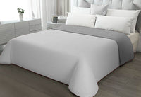 Trapunta Double Face SINGOLA 150x255 cm Coperta Morbida Copriletto Tinta Unita Grigio