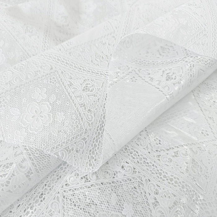 Tovaglia Plastificata Ricamata Bianca Pizzo 3D Moderna Copritavolo Cucina Antimacchia 137X240 DIS_G