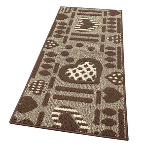 Tappeto Cucina Antiscivolo Cuori 3D Lavabile Moderno Assorbente Marrone 57x130 cm