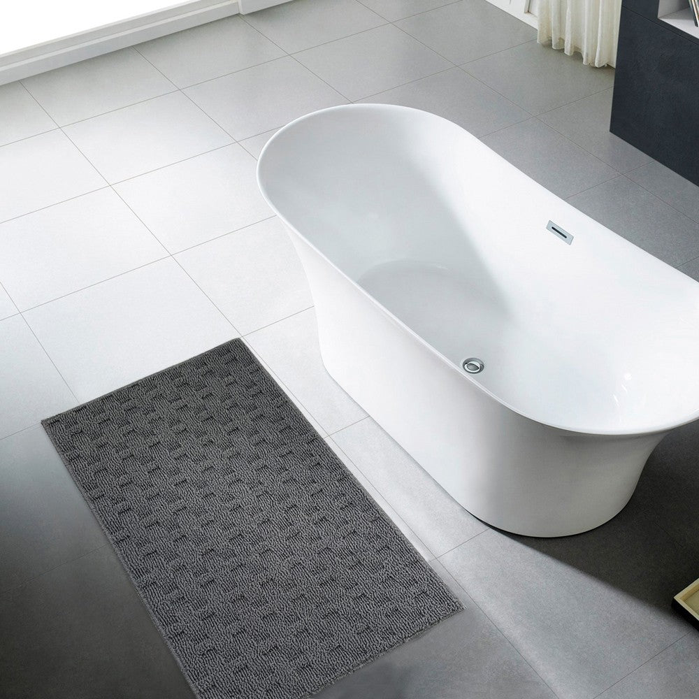 Tappeto Bagno Morbido Assorbente Antiscivolo 3D Intrecciato Scendiletto Lavabile 45x75 Cm Grigio