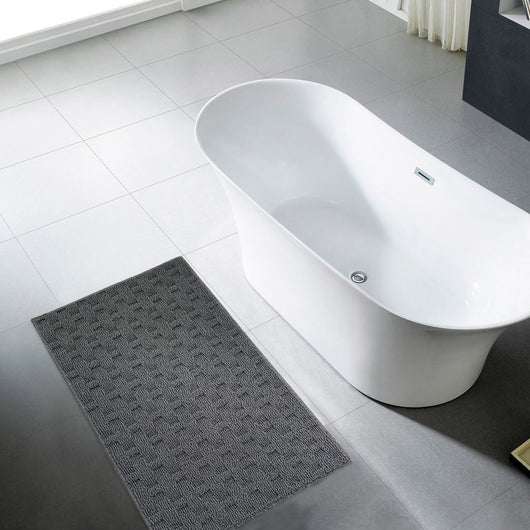 Tappeto Bagno Morbido Assorbente Antiscivolo 3D Intrecciato Scendiletto Lavabile 45x75 Cm Grigio
